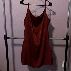 Dark Red Silky Slip Mini Dress